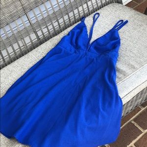blue strappy mini dress